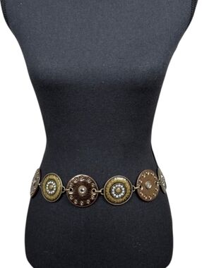 Boho Metal Coin Link Waist Belt - Bronze and Gold